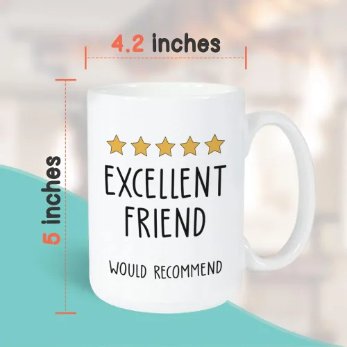 Miniatura 3 de Bubble Hugs Taza de la amistad de 15 onzas, con texto en inglés "Excellent Friend Would Recommand" Funny 5 Stars Bestie Review - Taza de regalo