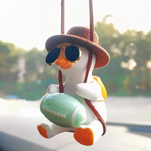 Miniatura 8 de Adorno colgante de pato oscilante para automóvil, bonito colgante de decoración de coche para accesorios de espejo retrovisor, regalo del día de San