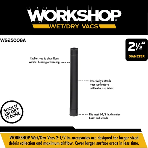 Miniatura 3 de WORKSHOP Wet/Dry Vacs Shop Vacuum Accessories WS25008A - Accesorio de varilla de extensión para aspiradoras en seco y húmedo, se adapta a varitas