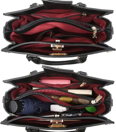 Miniatura 5 de Dasein - Bolso de hombro tipo satchel para mujer, tamaño mediano, con asa superior, bolso de trabajo, con cartera a juego, set de 2 piezas