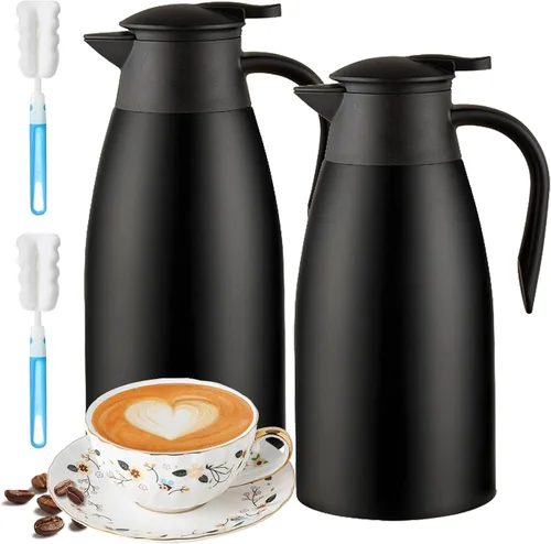 Miniatura 17 de Jarra térmica de café de 70 onzas para mantener el calor, 2 dispensadores de Airpot, olla térmica aislada al vacío de acero inoxidable para café