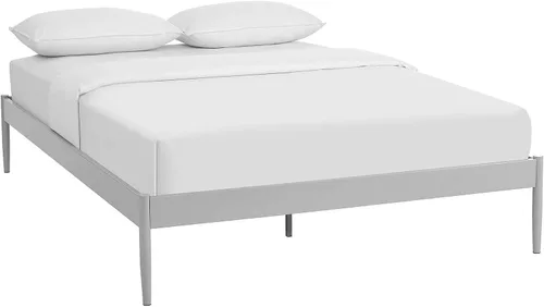 Miniatura 9 de Modway Elsie - Base de cama de metal con soporte de tablillas, tamaño King, color marrón