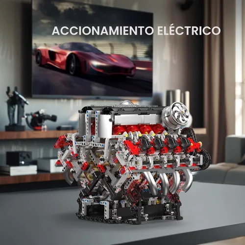 Miniatura 2 de Mould King Juegos de Bloques de Construcción de Motor V8, Kit de Modelo de Motor V8 que Funciona, Kit de Construcción de Modelo de Ingeniería MOC