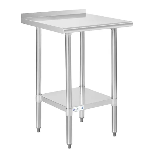 Miniatura 64 de Mesa de acero inoxidable para preparación y trabajo, con ruedas giratorias, mesa resistente, comercial NSF, con estante inferior y protector