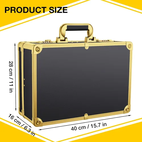 Miniatura 5 de Noverlife Estuche de transporte de peluquero dorado con bloqueo de contraseña, 16 x 11 x 6 pulgadas, caja de almacenamiento de herramientas de corte