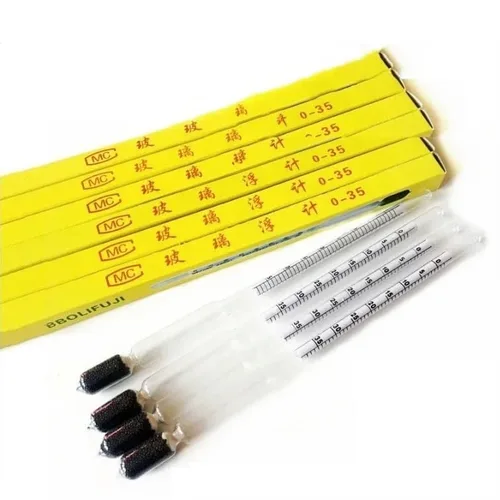 Miniatura 6 de Baume (°Bé) Densitómetro de medidor de flotación de vidrio 0-35 Hidrómetro de salinidad de alta precisión Hidrómetro líquido de vidrio Longitud