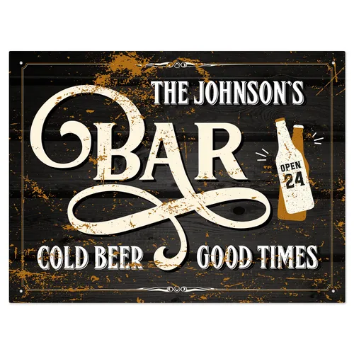 Miniatura 16 de Letrero de barra personalizado, nombre de barra rústico personalizado para decoración de interiores y exteriores, 10 x 14 pulgadas, aluminio 040