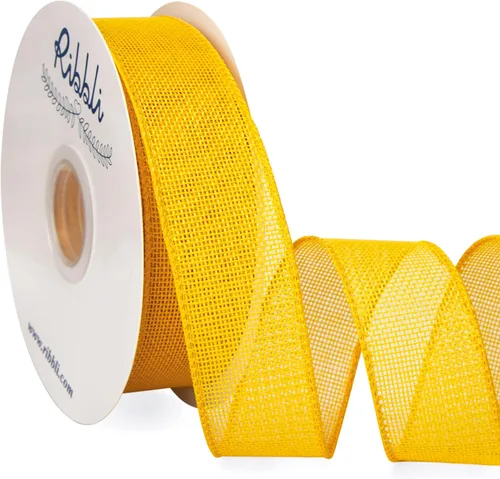Miniatura 26 de Ribbli Cinta de arpillera natural con alambre, 1 pulgada x 20 yardas continuas, cinta de borde con alambre para coronas, lazos grandes, decoración