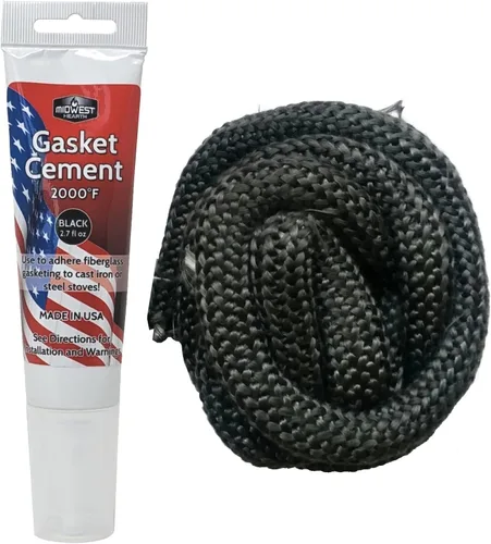 Miniatura 10 de Midwest Hearth, repuesto de junta de grafito impregnado de fibra de vidrio para estufas de leña.