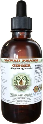 Hawaii Pharm Extracto líquido de jengibre sin alcohol, jengibre (Zingiber officinale) Suplemento herbario natural de glicerita de raíz seca, 2 onzas