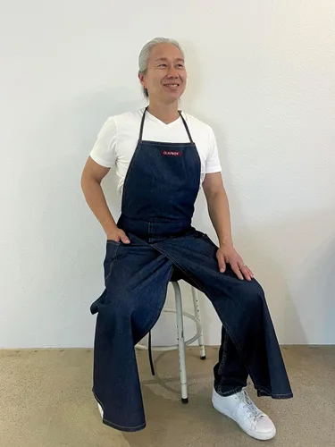 Miniatura 6 de BLUE DENIM, el delantal original dividido superpuesto para alfareros, chefs, jardineros, artistas, hombres y mujeres Azul Denim