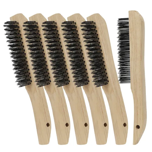 Miniatura 6 de VASTOOLS Paquete de 8 cepillos de alambre para limpiar escoria de soldadura, óxido y polvo. Cepillo de acero al carbono resistente de 10 pulgadas