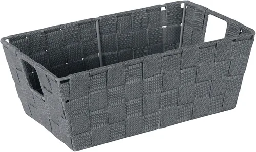 Simplify Bolso pequeño con correa tejida para estante | Cesta de almacenamiento decorativa | Asas integradas | Organización | Armario | Dormitorio |