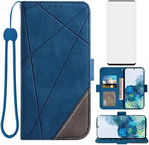 Asuwish Compatible con Samsung Galaxy S20 Glaxay S 20 5G UW - Funda tipo cartera de 6.2 pulgadas y protector de pantalla de vidrio templado, soporte