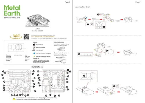 Miniatura 7 de Metal Earth T-34 Tank 3D Metal Model Kit Bundle con pinzas Fascinaciones