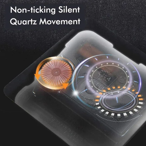 Miniatura 4 de NIKKY HOME Reloj de mesa dorado silencioso sin tictac, pequeño estante de escritorio, funciona con pilas, decoración clásica del hogar