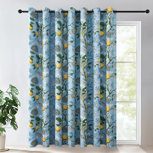 Miniatura 17 de Topfinel Cortinas beige para cocina, 36 pulgadas de largo, diseño botánico floral, colibrí, con ojales, oscurecimiento de habitación, media ventana