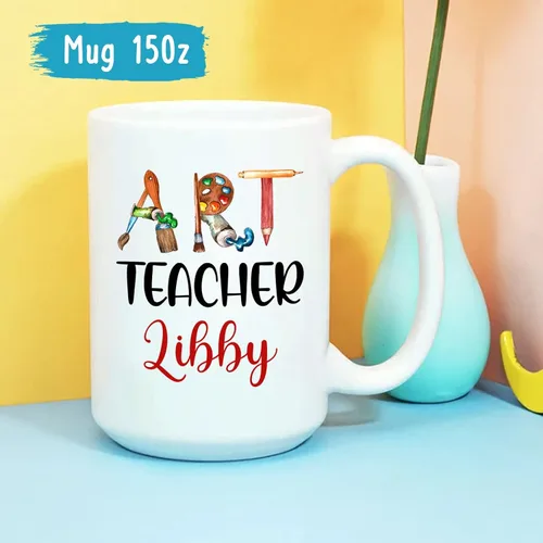 Miniatura 5 de Taza para profesores de arte, regalo del día del profesor, taza personalizada para profesores de arte, taza para profesores de escuela, taza