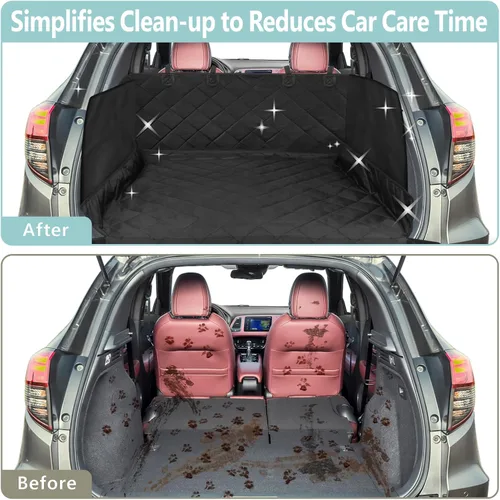 Miniatura 4 de FunniPets Forro de carga para SUV, funda de carga para perro resistente al agua con protector de paredes laterales y solapa para parachoques, Negro