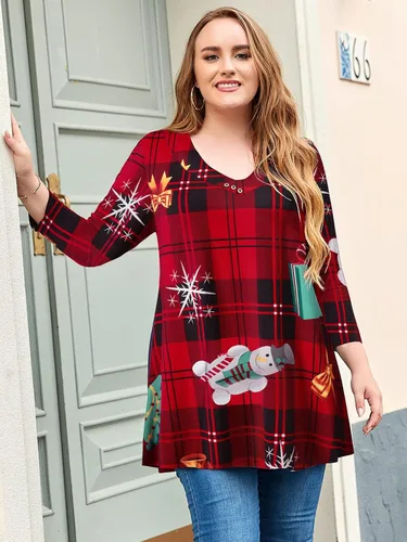Miniatura 3 de Larace - Tops estilo túnica en tallas grandes para mujer con manga 34, cuello en V, Blusas básicas, Camisetas Blusas básicas