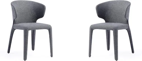 Miniatura 12 de Manhattan Comfort Conrad - Sillas de comedor modernas de mediados de siglo, muebles de cocina tapizados de tweed con respaldo contorneado, acolchado