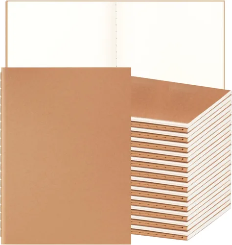 Miniatura 8 de ALKALO Paquete de 6 cuadernos de papel kraft de cuadrícula A5 a granel, cuadernos de diario, cuadernos de papel cuadriculado A5, 8.3 x 5.5 pulgadas