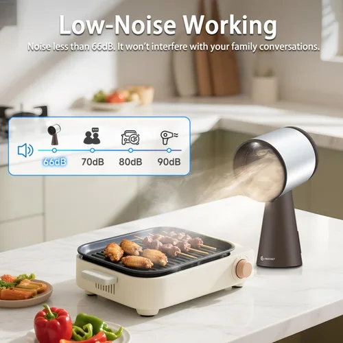 Miniatura 4 de AMZCHEF Campana extractora portátil, ventilador extractor de cocina de 3 velocidades con luz, bajo ruido, filtro de aluminio desmontable, taza