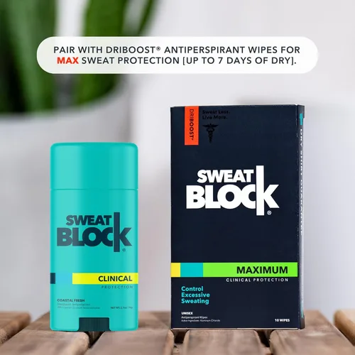 Miniatura 6 de SweatBlock Desodorante y antitranspirante de fuerza clínica para hombres y mujeres, aroma fresco costero, paquete de 2 unidades, protección de 48