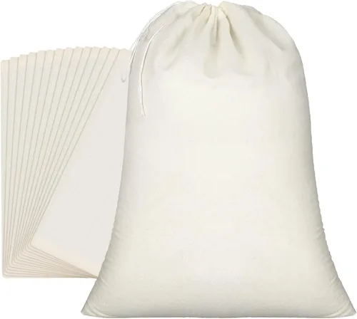 Miniatura 9 de 15 Paquetes de Bolsas de Muselina con Cordón de Lona, Bolsas de Tela Grandes para Almacenamiento a Granel, Bolsas de Algodón Reutilizables