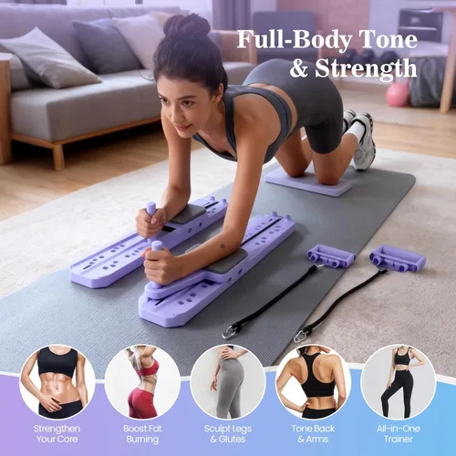 Miniatura 2 de Nicoler Portable Pilates Reformer Set- Pilates Board 8-in-1 Multi-Functional Pilates Equipment Púrpura