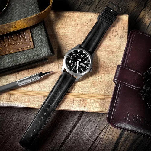 Miniatura 2 de Barton Racing & Rally Horween - Correas de cuero con barras de resorte de liberación rápida integradas, longitud estándar para muñecas de 5 a 8