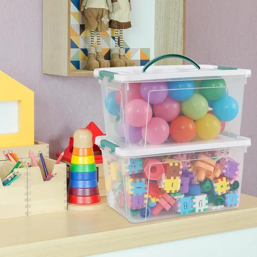 Miniatura 6 de Caja de plástico de 14 cuartos de galón con asas, contenedores de almacenamiento transparentes, juego de 6