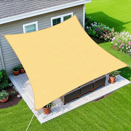 Amagenix - Toldo tipo vela, rectangular, color arena, para exteriores, 16 x 20 pies, con bloqueo UV, para patio al aire libre, jardín, patio trasero.