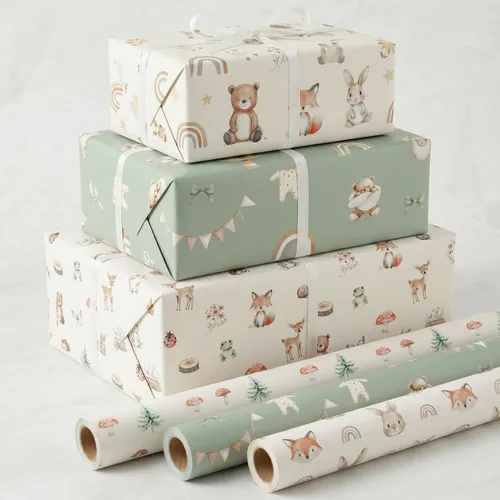 ZICOTO Hermoso rollo de papel de regalo para baby shower, bonito juego de 3 rollos de calidad para cumpleaños y baby showers, añade un toque de