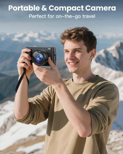 Miniatura 7 de Cámara digital 4K para fotografía, WiFi de 64 megapíxeles con pantalla giratoria de 180° de 3" con enfoque automático, cámara para videoblogs