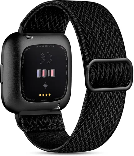 Correa elástica compatible con correas de reloj Fitbit Versa, correa deportiva de nailon suave y transpirable de repuesto para mujeres y hombres,