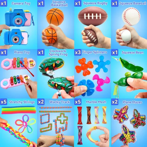 Miniatura 4 de Paquete de 125 juguetes fidget surtidos para niños de 4-8-12, juguetes para aliviar el estrés y la ansiedad para obsequios de fiesta, rellenos