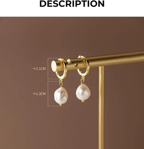 Miniatura 6 de 14k Gold Small Hoop Earrings with Simulated Baroque Pearl Earrings for Women Pearl Drop Dangle Earrings Gold Hoop Earrings for Women