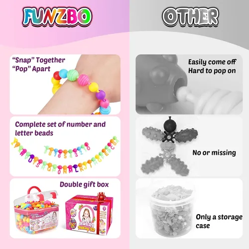 Miniatura 6 de FunzBo - Juego de joyas para niños y niñas. Juguetes con cuentas para anillos, diademas, collares y pulseras para bricolaje, para manualidades, kit