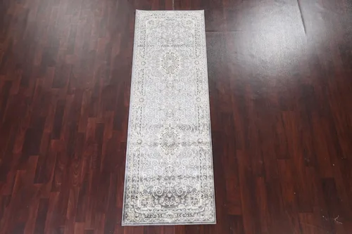 Miniatura 2 de Alfombra oriental de transición gris de polipropileno, 3 x 8 pulgadas