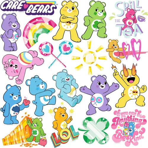 Miniatura 3 de Care Bears Unlock the Magic - Paquete variado de 100 calcomanías de vinilo grandes de lujo, calcomanías con licencia oficial de Care Bears, laptop