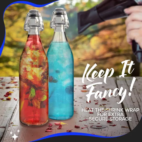 Miniatura 4 de Nevlers Botellas de vidrio con tapa abatible de 33 onzas con tapones, botella de vidrio abatible con tapa, paquete de 6 botellas resellables de 1