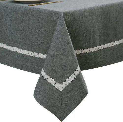 Miniatura 20 de EHouseHome Mantel de tela resistente con encaje blanco, impermeable, sin arrugas, resistente a las manchas, a prueba de aceite, para comedor