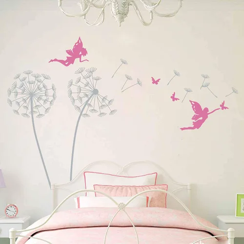 Miniatura 3 de Calcomanía de pared de dientes de león con hada, decoración de habitación de bebé niña BA435 (dorado, lado izquierdo)