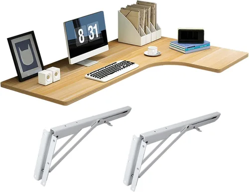Miniatura 9 de LIGUOYI Escritorio flotante para pared de 28, 35, 39 pulgadas, mesa de pared estable y resistente en forma de L, escritorio de computadora