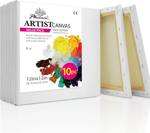 Miniatura 12 de PHOENIX Lienzo Estirado Grande para Pintura 14x18 Pulgadas/Paquete de 7 Unidades, 8 Oz Triple Imprimado Perfil de 5/8 Pulgadas 100% Algodón Lienzo