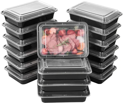 Miniatura 9 de FULING - Envases de almacenamiento de comida para preparar comidas, 50 unidades, 24 onzas, redondos, con tapas, para llevar, caja de plan