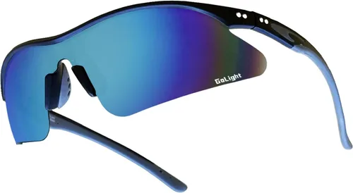 GoLight Polarized Wraparound Sports Sunglasses for Men & Women – UV400, Anti-Glare, Lightweight Frame with Metal Hinges Espejo negro mate/azul