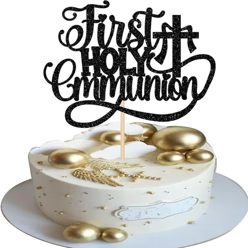 Miniatura 8 de Rsstarxi 1 paquete de decoración de pastel con purpurina que Dios bendiga al niño, primera comunión, bautismo, decoración para bautismo, baby