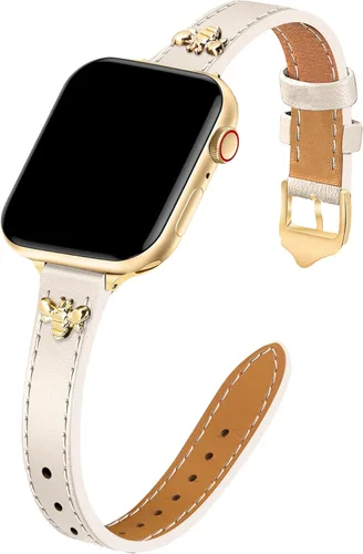 Miniatura 10 de JR.DM Correas de cuero delgadas compatibles con Apple Watch Band 1.496 in 1.575 in 1.614 in 1.654 in 1.732 in 1.772 in 1.811 in 1.929 in, correa